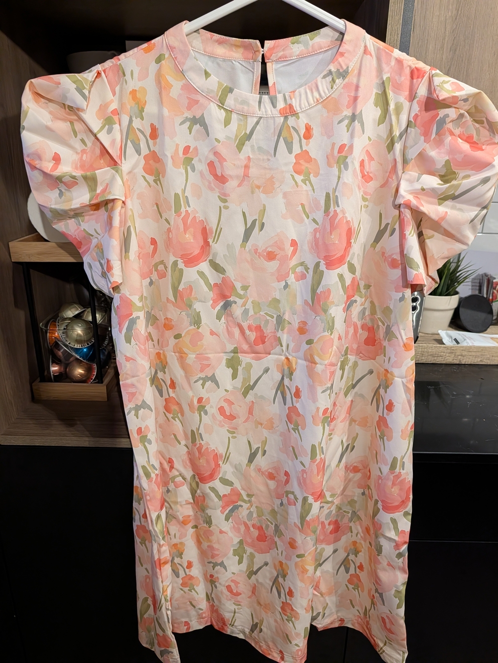 Girls Floral Puff-Sleeve Dress in Pink
